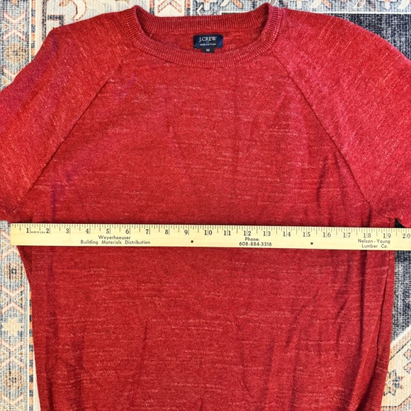 J. Crew Raglan Budded Men's Red 100% Cotton Business Casual Sweater Size Medium - Picture 9 of 12